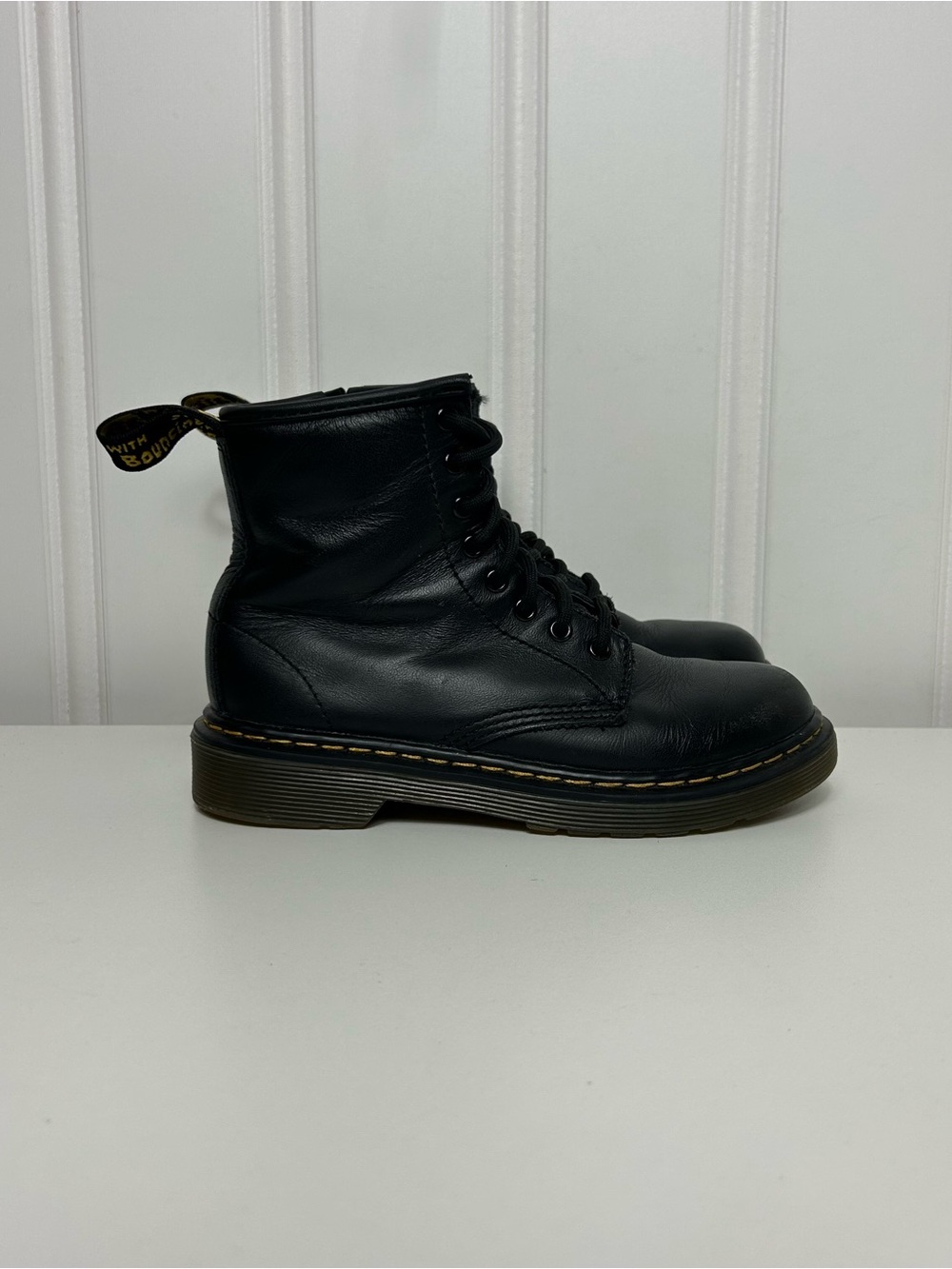 Dr martens 15382 combat lace black leather zipper toddler kids 13